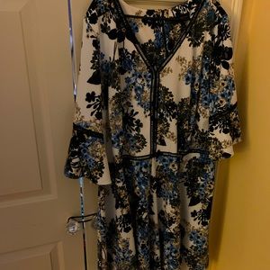 Lane Bryant Floral Fit and Flare bell sleeve dress